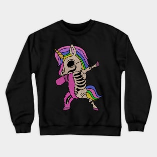 Unicorn Dabbing Skull Zombie Halloween Crewneck Sweatshirt